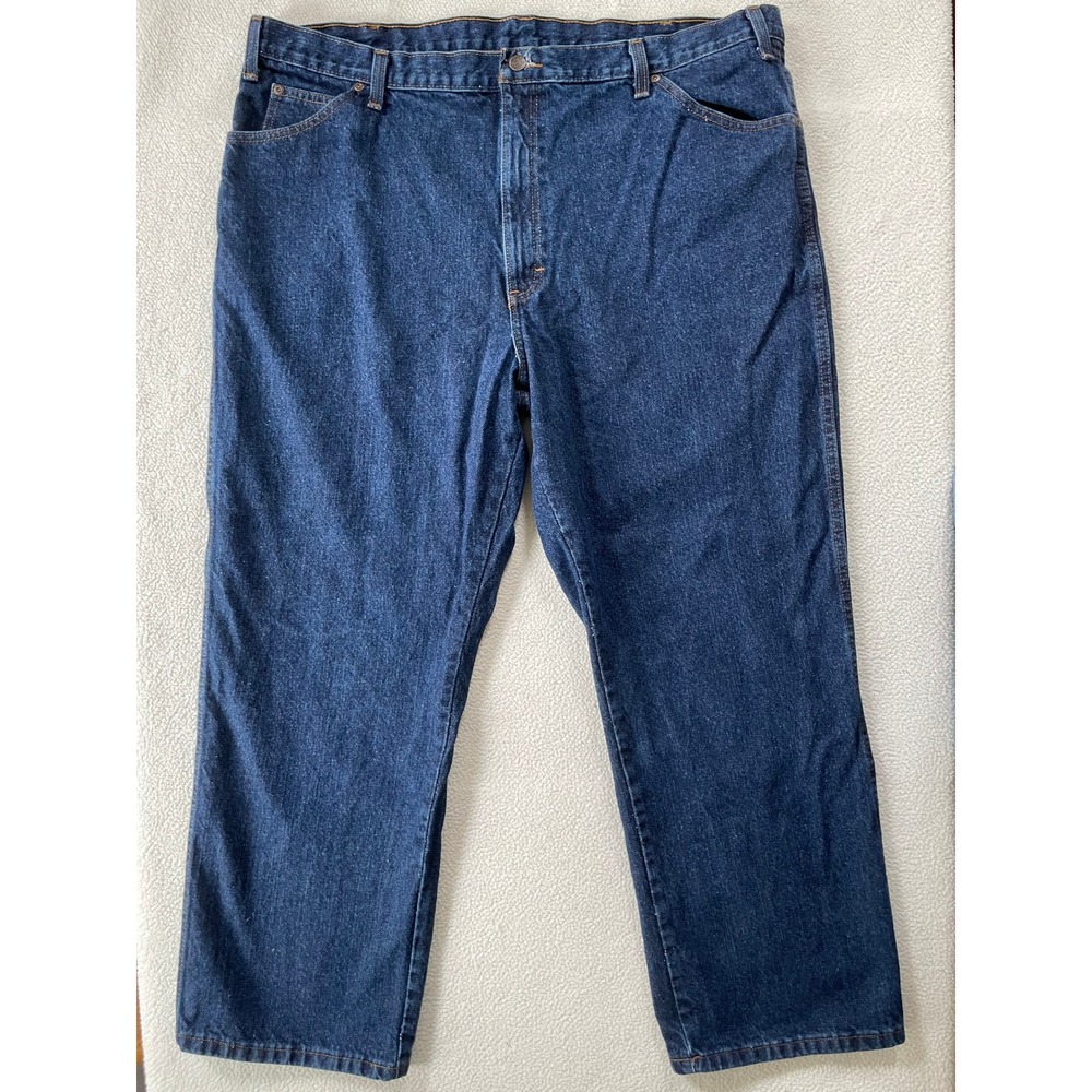 Dickies Mens 42x30 Relaxed Straight Workwear Jeans Dark Wash Blue 43686 Utility